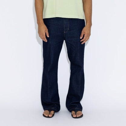 Flare raw denim trouser