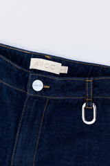 Flare raw denim trouser