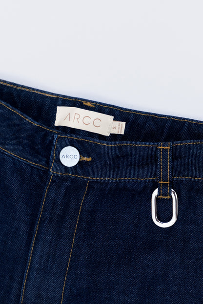 Flare raw denim trouser