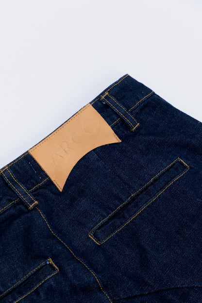 Flare raw denim trouser