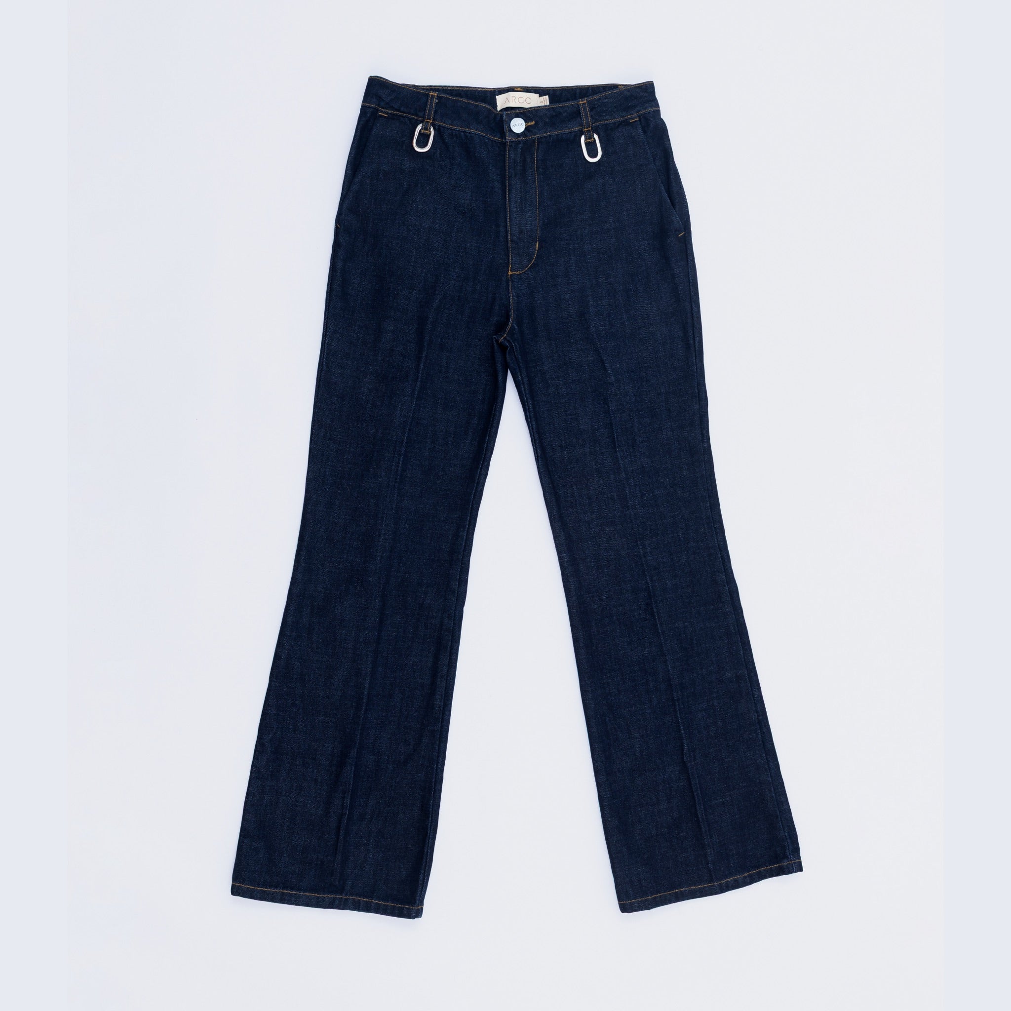Flare raw denim trouser